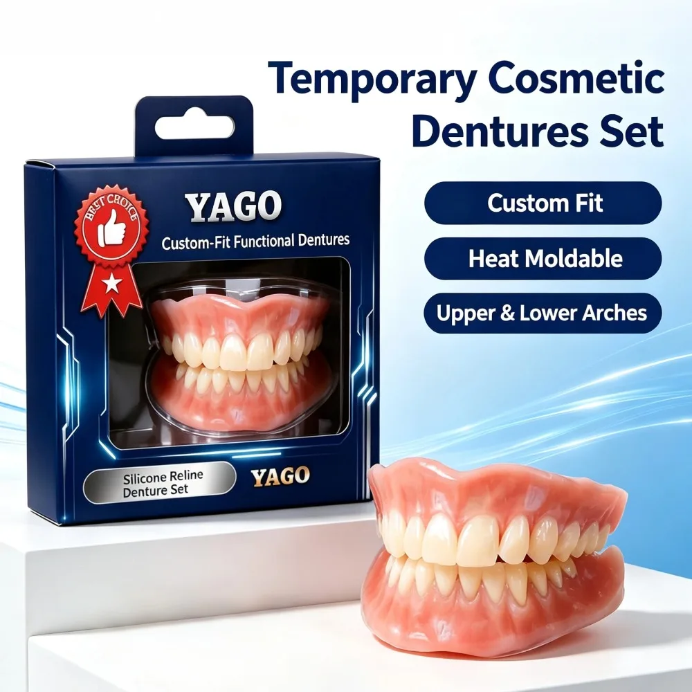 Reusable Silicone Dentures Comfort Handmade Upper Lower False Teeth Temporary Cosmetic Dentures For Outdoor Use Smile Oral Care