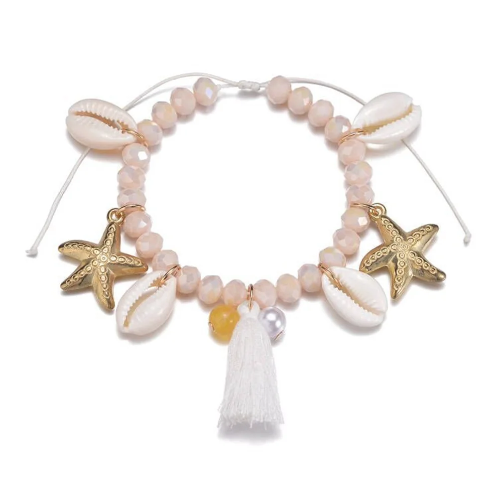 Elegant Imitation Pearl Bracelet Starfish Shell Turtle Pendant Bracelet Women Summer Party Dating Jewelry