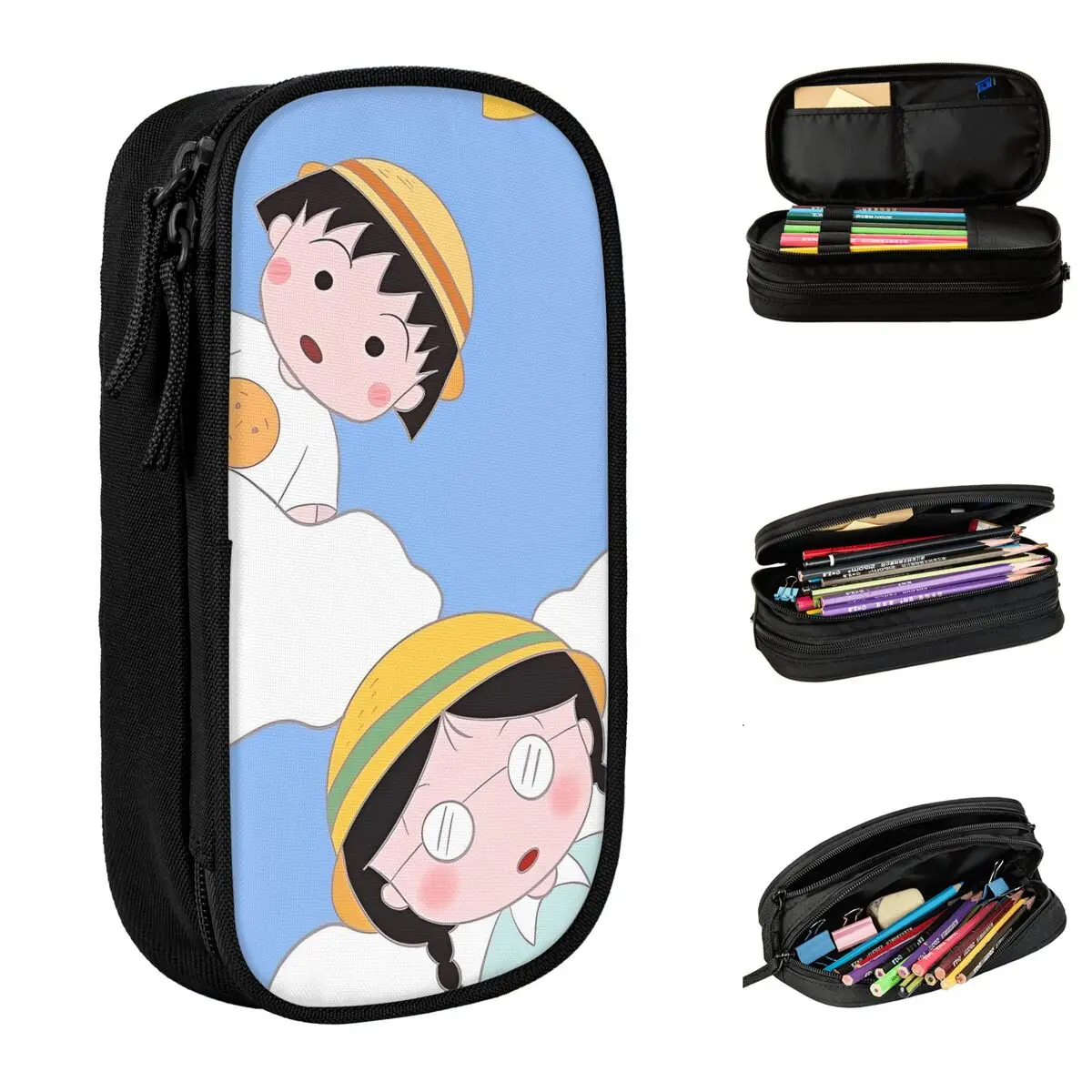 Japanese Cartoon Chibi Maruko-Chans Pencil Cases Pencilcases Pen Holder for Girl Boy Large Storage Bags Office Gifts Stationery