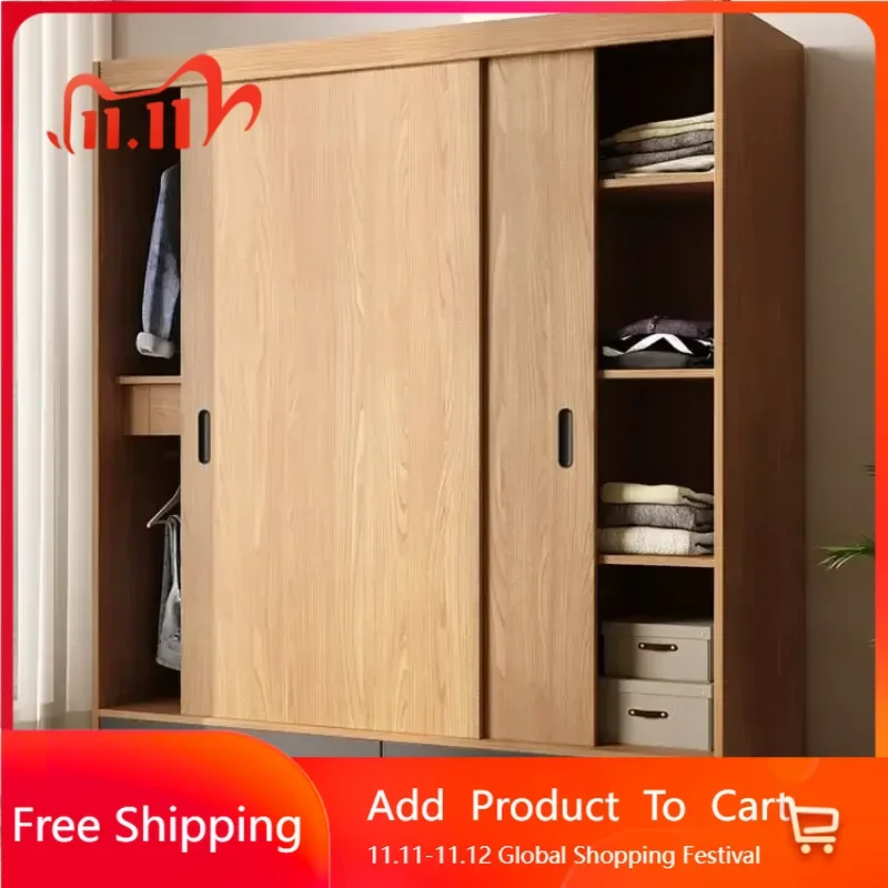 

Regale Orgnizer Wood Wardrobes Tall Sliding Door Wooden Clothes Wardrobe Bedroom Storage Organizer Vestidores Home Furniture