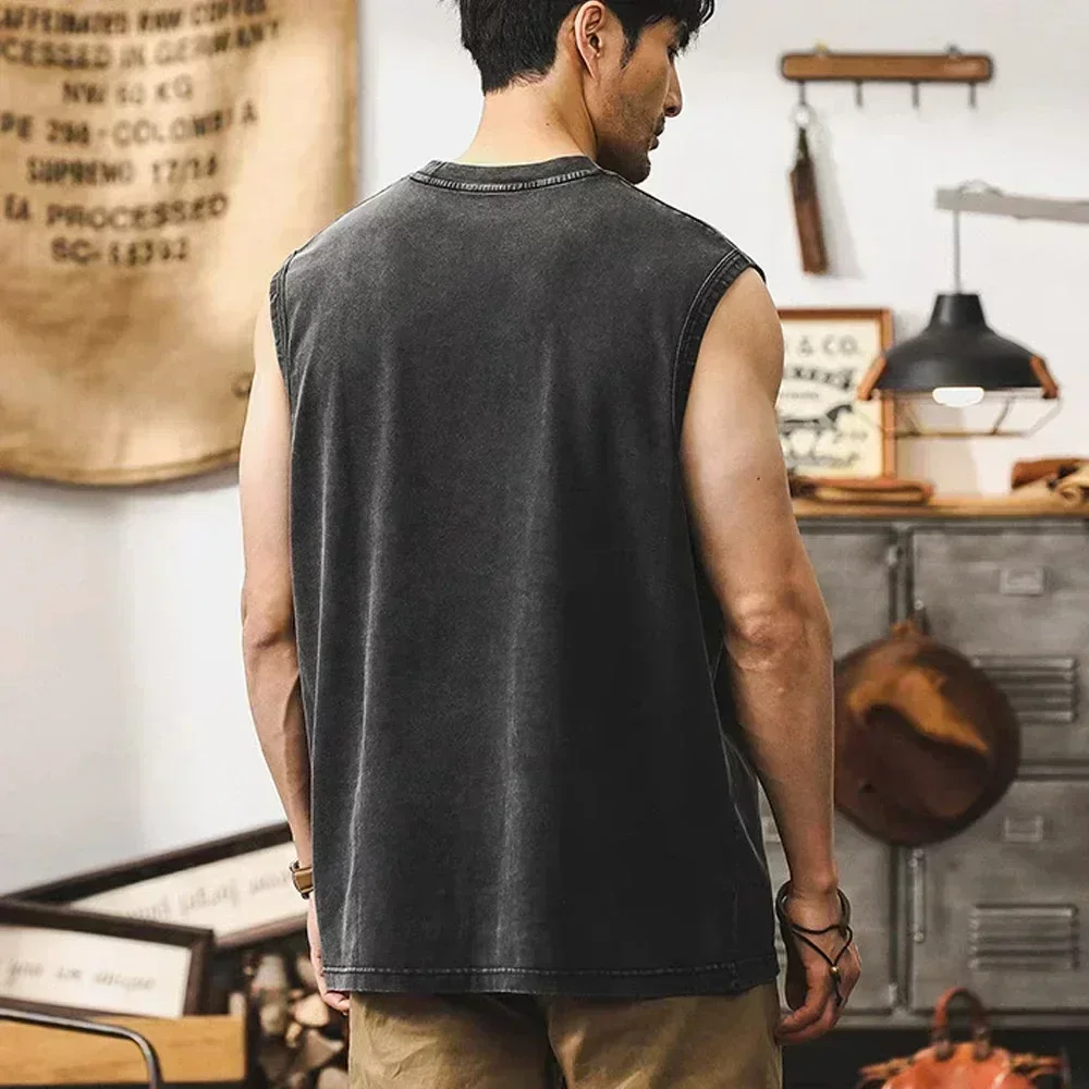 2026 NEU Vintage Washed Doppelseitig Bedrucktes Tanktop für Herren und Damen – Oversized Retro Fitness Gym Freizeit Ärmellose Weste Herren Tanktop – Detail 6