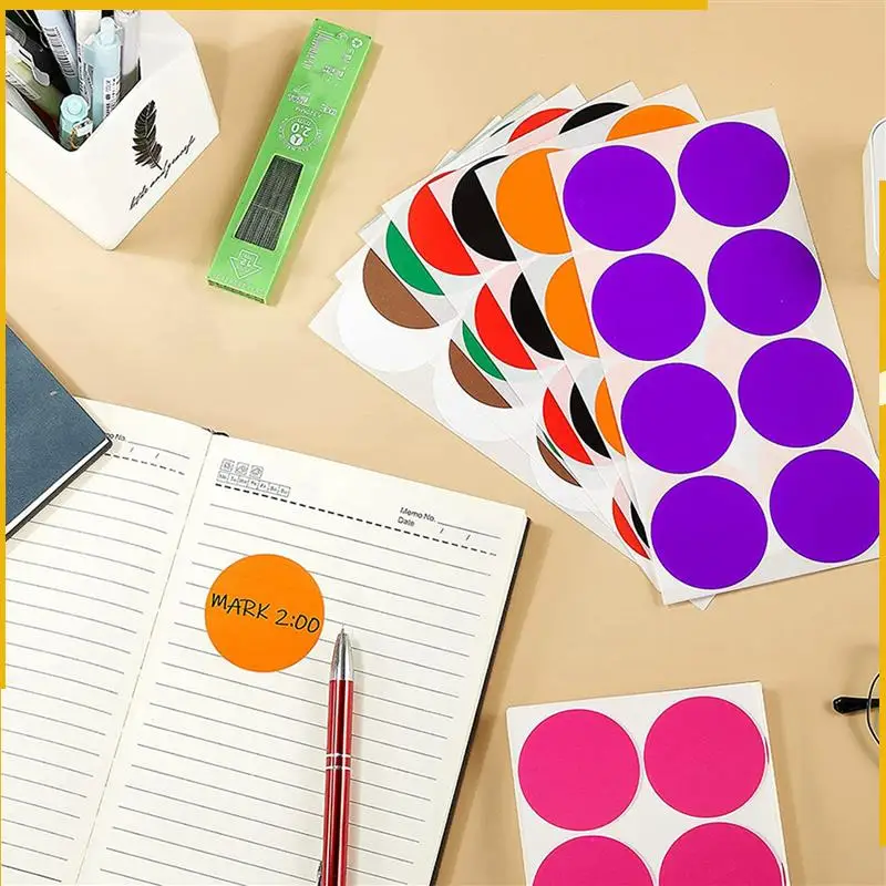 

A92P 2 Inch Round Color Coding Sticker 10 Assorted Colors Circle Dot Labels Self-Adhesive Colored Solid Color Sticker(1200)