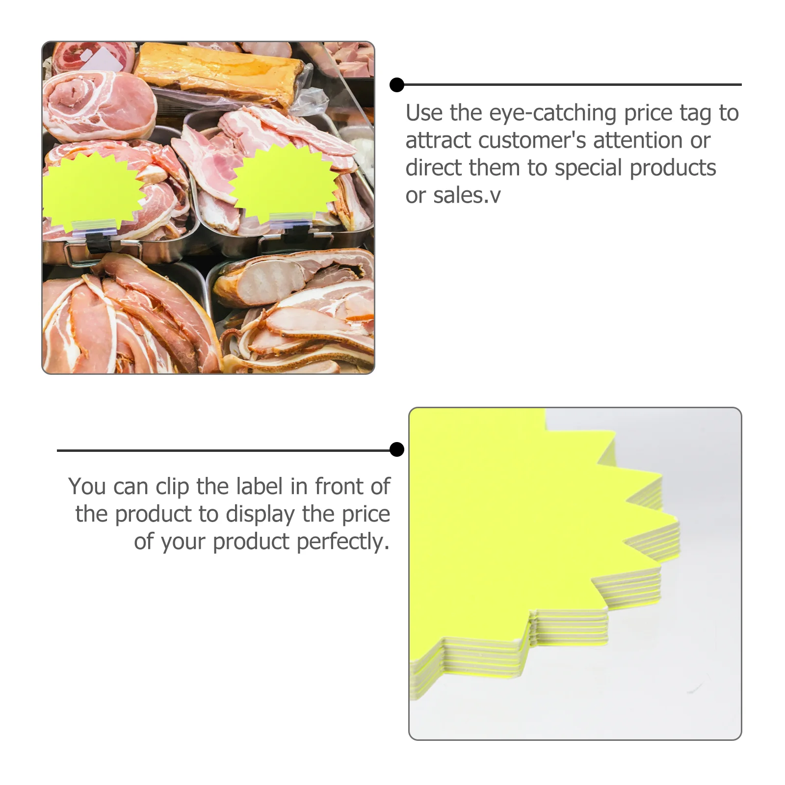 80 Pcs Shaped Sign Commodity Price Tag Neon Light Blank Advertising Paper Star Tags