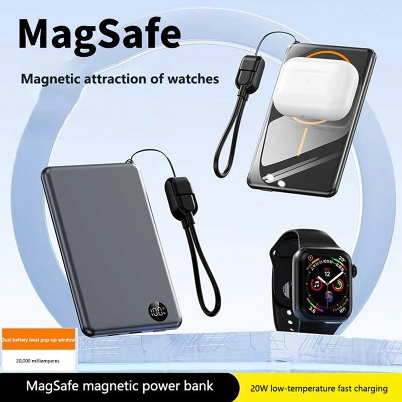 Xiaomi 10000mAh بنك الطاقة اللاسلكي المحمول شاحن مغناطيسي محمول شحن سريع بطارية خارجية آيفون سامسونج Xiaomi