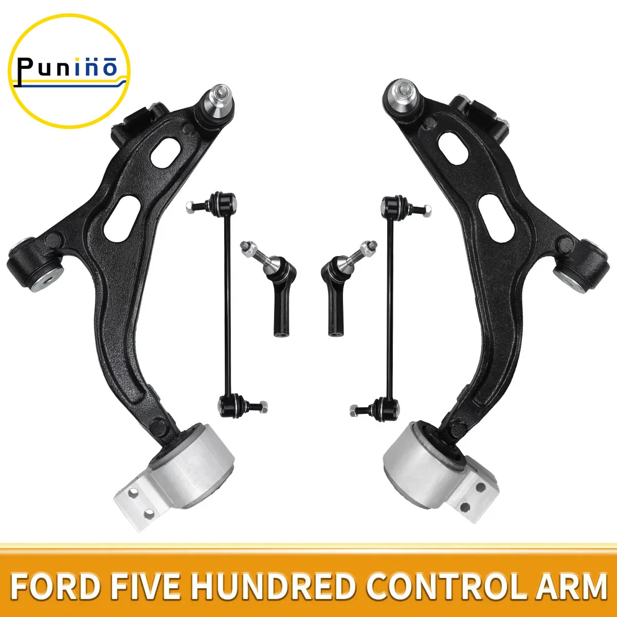 Punino 6pcs Control Arm with Ball Joints Stabilizer Link Tie Rod End Kits For Ford Five Hundred Freestyle 2005 - 2007