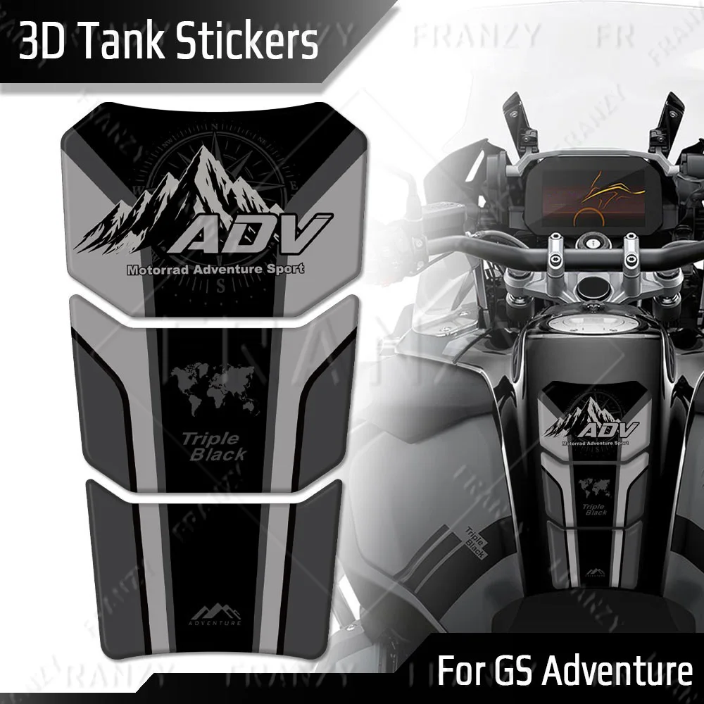 

For R1200GS ADV R1250GS Adventure 3D Motorcycle Tank Pad Sticker Protector Triple black 40 years Decal 2019-2023 2022