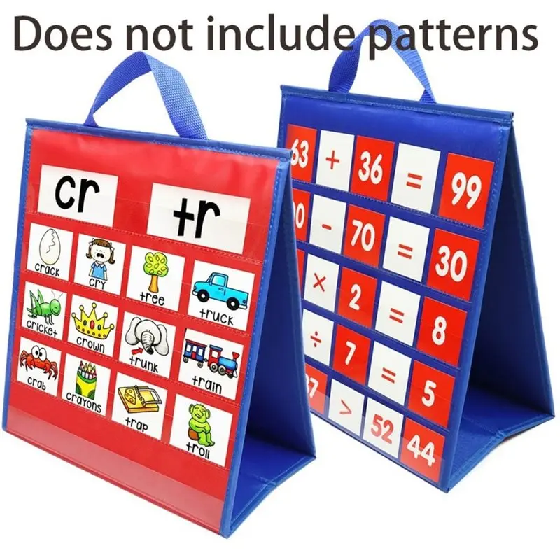 ABJF-Double Sided Desktop Chart Stand Tabletop Pocket Chart Stand For Classroom Teaching Display Foldable Desk Chart Holder