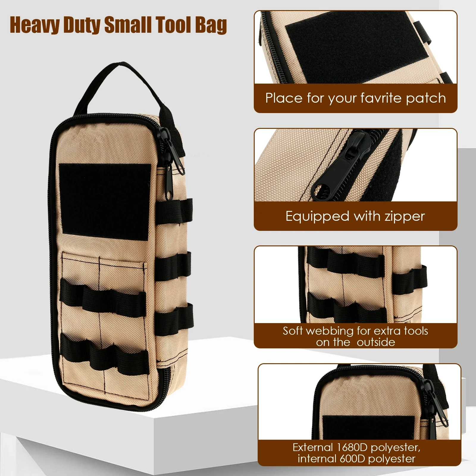 Upgraded Toolkit With Shoulder Strap Anti-friction Bottom Tactical Hand Tool Bag Multi-purpose Work Tote for Repairman Carpenter