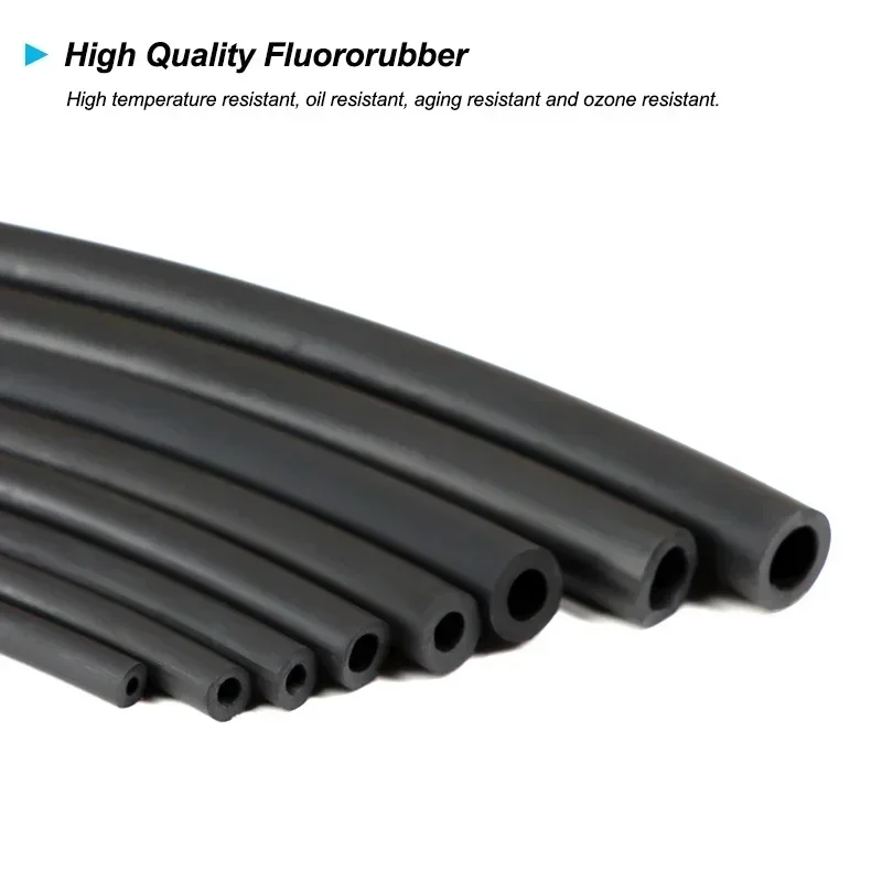 1Meter ID 2mm~32mm FKM Fluorine Rubber Tube Viton Tubing High Temperature/Oil/Chemical Corrosion Resistant Hose Auto Fuel Pipe