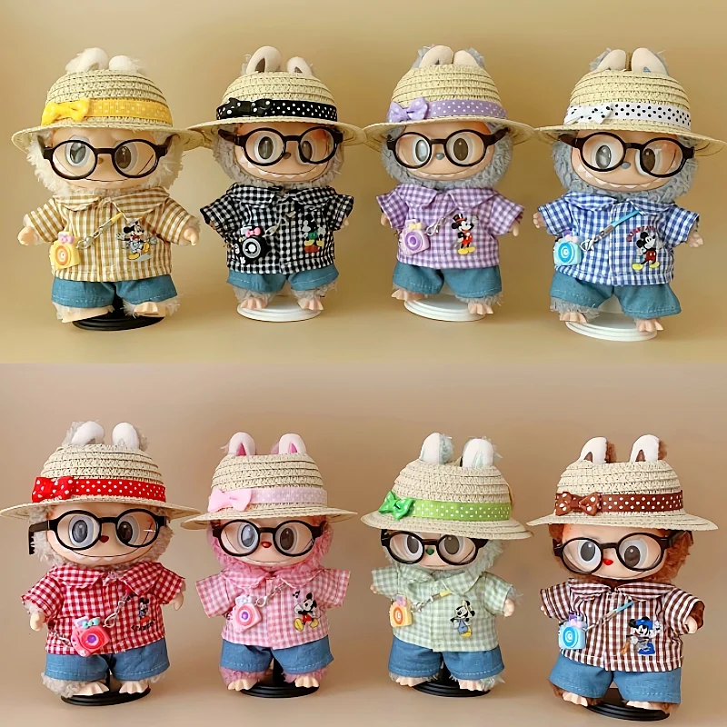 

Accessories For Labubu 15-17cm Clothes Outfit Labubu V1/V2 Checkered Shirt Set Color Retro Clothes Set For Labubu Decoration Toy