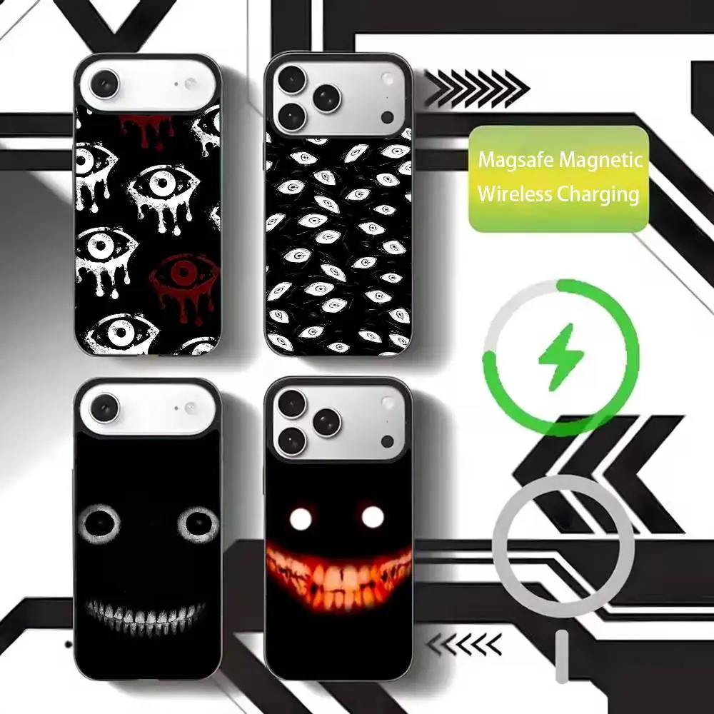 

Horror Scary Face Eyes Phone Case For iPhone17,16,15,14,13,12,11 Plus,Pro Max Magnetic For Magsafe Wireless Charging