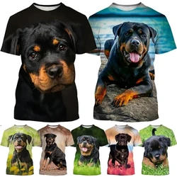 New Fashion Rottweiler 3D Printing T-shirt Men's And Women's Clothing Summer Casual Short-sleeved Pet Dog Tshirts Oversized Tops