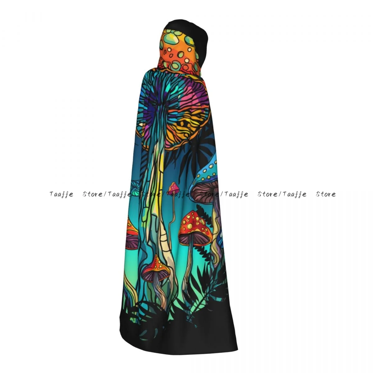 Witch Long Hooded Robe Psychedelic Magic Glowing Mushrooms Halloween Cloak Cosplay Costumes for Adult