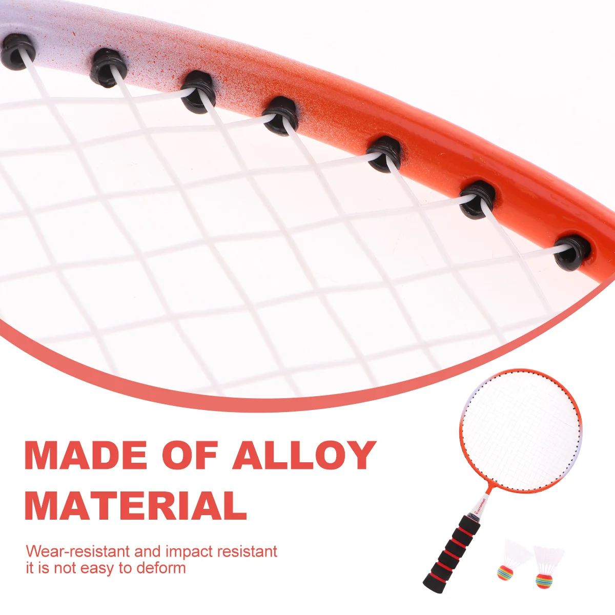 Zestaw do badmintona dla dzieci, pomarańczowa, lekka rakieta o zwiększonej wytrzymałości, 2 piłki w zestawie, idealny do zabawy na świeżym powietrzu.