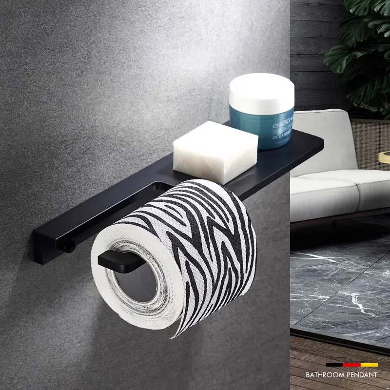 High end toilet paper holder, phone holder, villa bathroom tissue holder, creative black tissue box storage rack