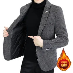 ARC Blazer Autumn/Winter Golden Sable Velvet and Cotton Thickened Thermal Small Suit Fashion Business Men's Slim Blazer