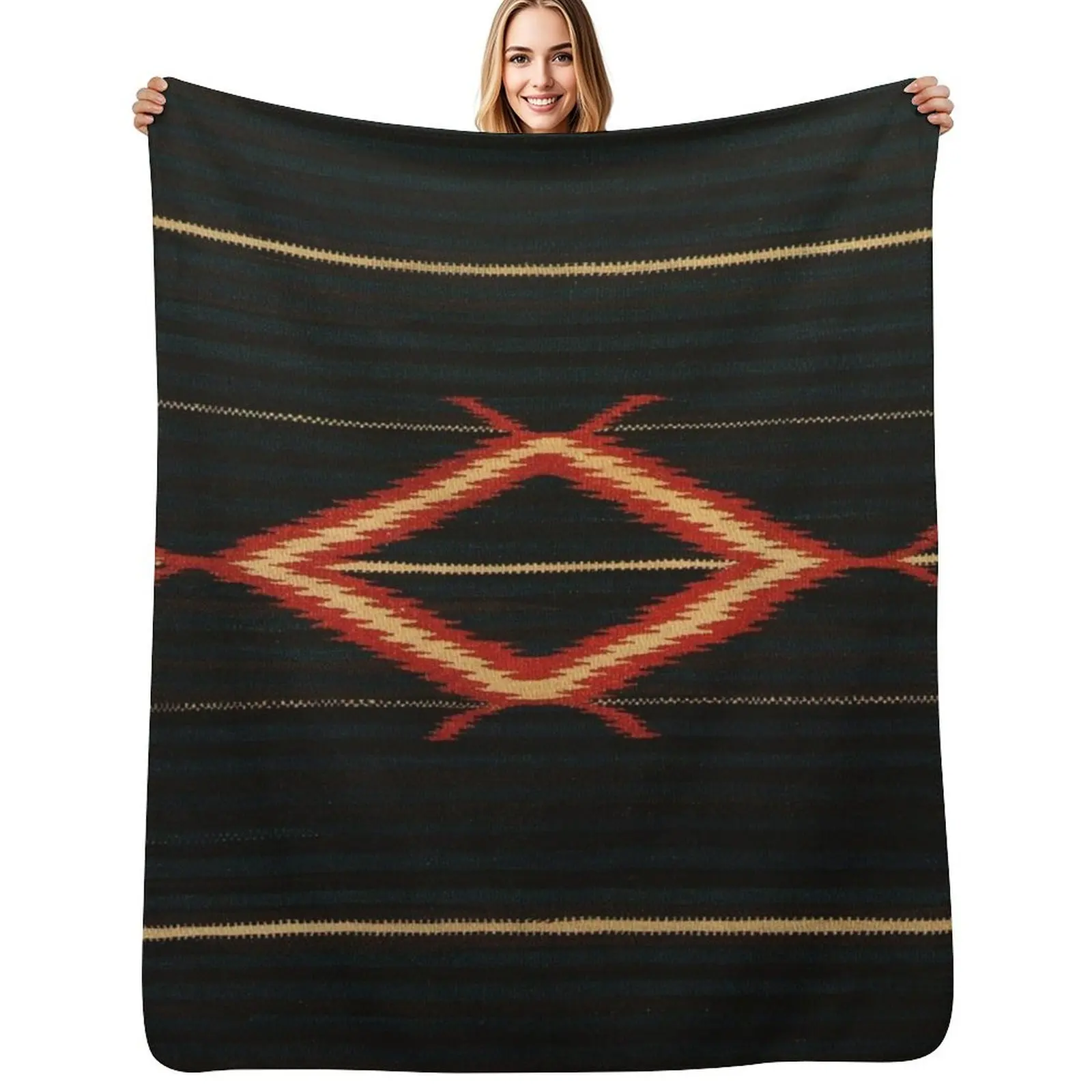 

Navajo Textile / Native American Weaving pattern 38 Throw Blanket Large Shaggy Custom Blanket