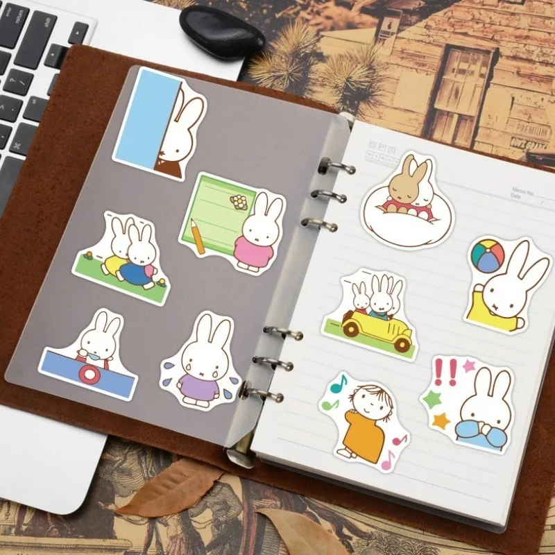 50 Uds. De pegatinas DIY de la serie Miffy de dibujos animados, pegatinas impermeables para maleta de cuaderno, creatividad, expresión bonita, regalo para niños y niñas