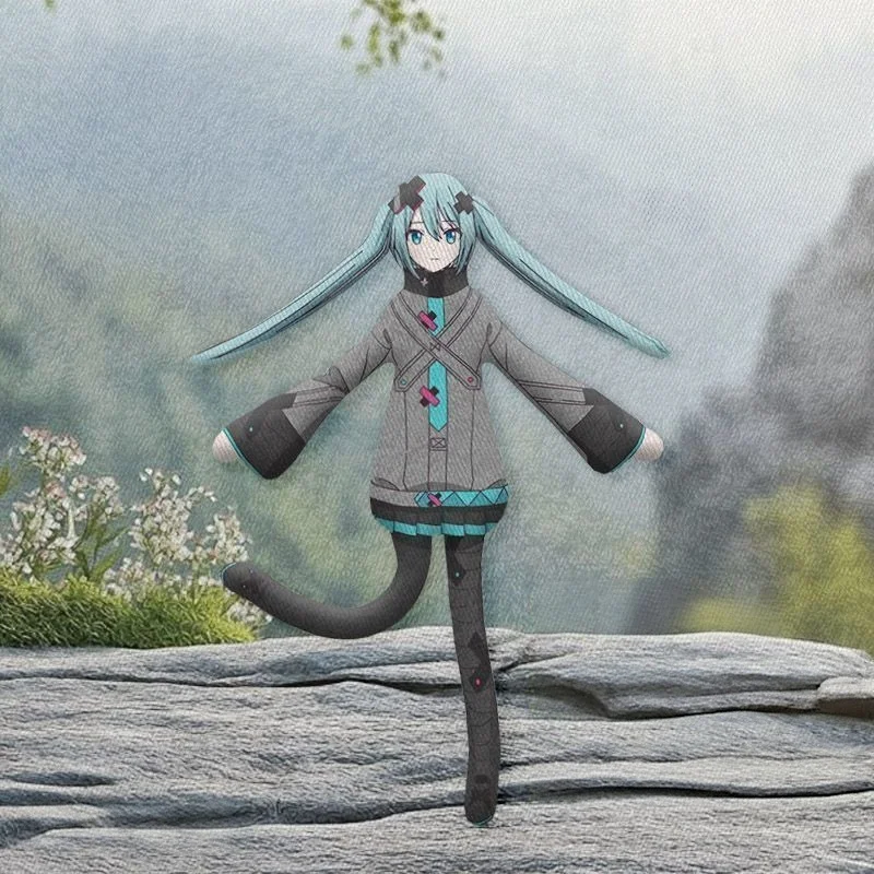 Hatsune Miku cartoon anime personalized creative mouse abstract doll, built-in wire frame figure, movable pose plush toy
