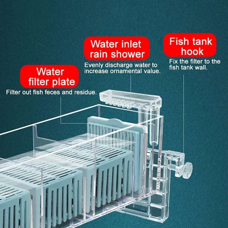 220V Waterfall Fish Tank Filter Box Wall Mounted Silent Circulating Water Purifier For Aquarium Tank Box With Water Pump