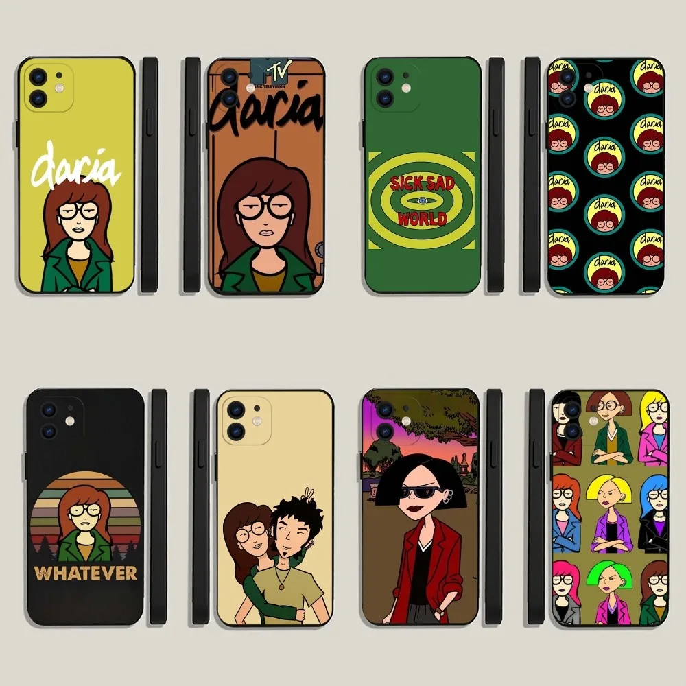 C-Cartoon D-Daria  Phone Case For iPhone 15,14,13,12,11,Plus,Pro Max,XS,X,XR,SE,Mini,8,7 Soft Silicone Black Cover