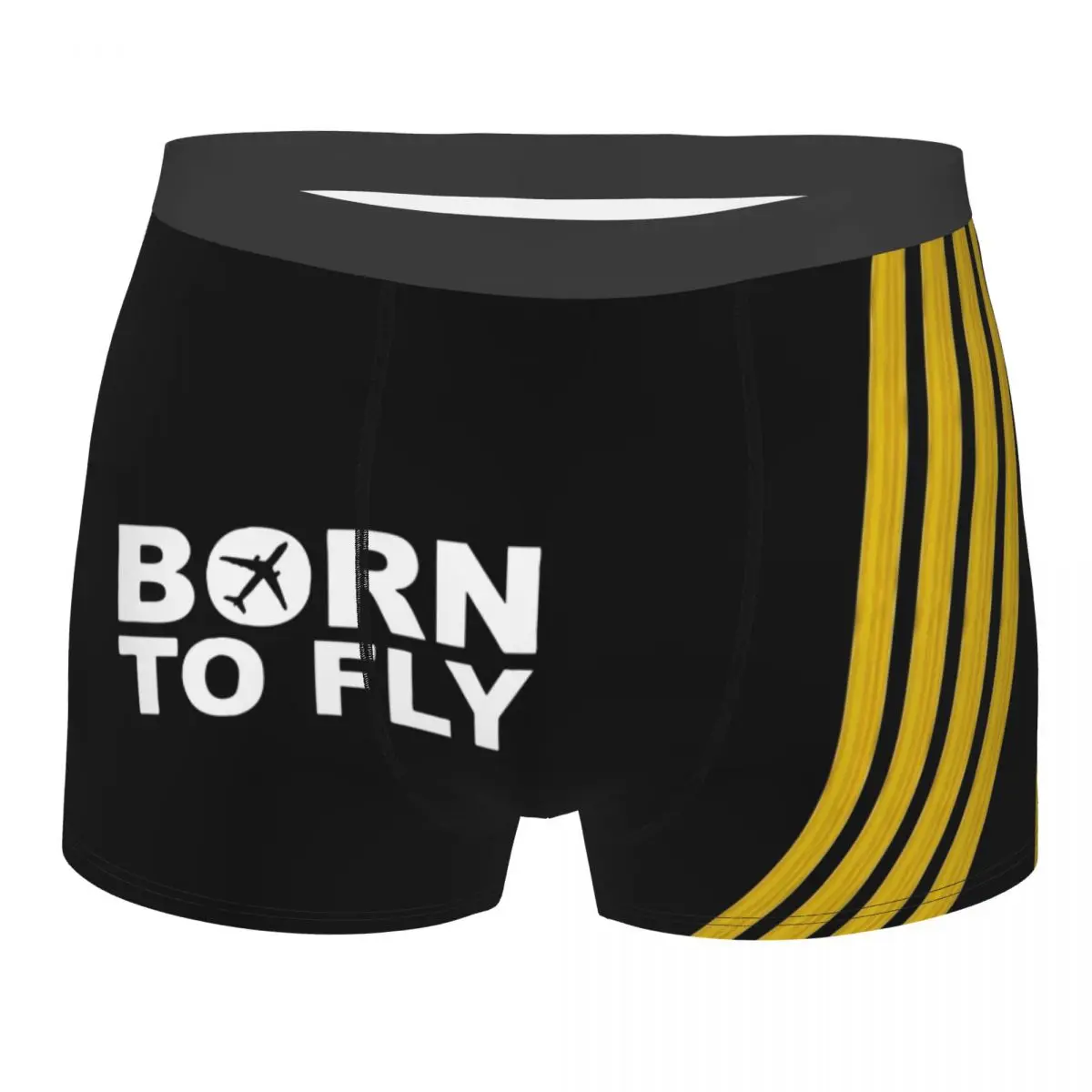 

Men's Born To Fly Captain Stripes Underwear Pilot Air Fighter Humor Boxer Shorts Panties Male Breathbale Underpants