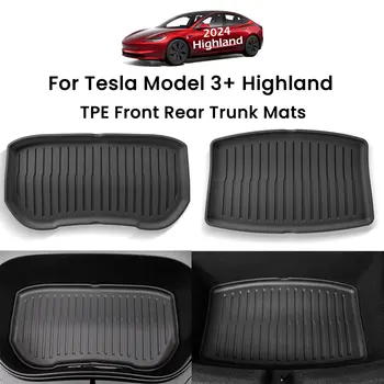 適用於特斯拉 Model 3+ Highland 2024 的前後行李箱墊 TPE 下部行李箱收納保護墊防污墊 6 最佳銷售 後車廂墊 - №6