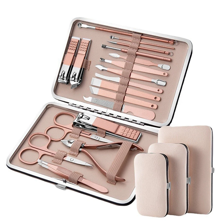 High Quality Stainless Steel 18 Pcs set Beauty Nail Repair Including Foot And Eyebrow Trimming Eagle Nose Pliers Manicure Kit