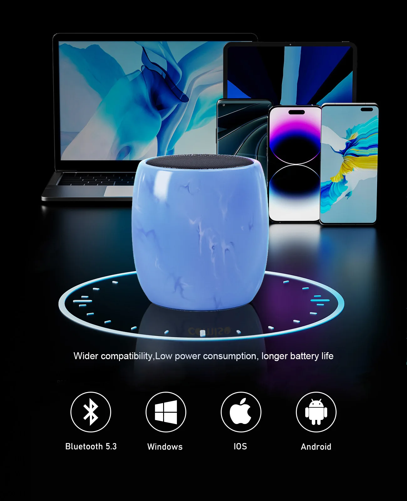 Comiso-mini alto-falante estéreo c17, bluetooth 5.3, sem fio, portátil, à prova d'água, microfone mão-livre, esportes caixa de alto-falante