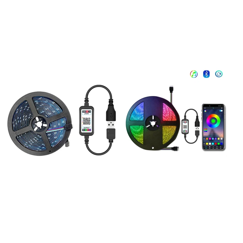 방수 LED 라이트 스트립, 다채로운 블루투스 앱, 5V 유연한 라이트 스트립, 홈 장식 라이트 스트립, 5050Rgb