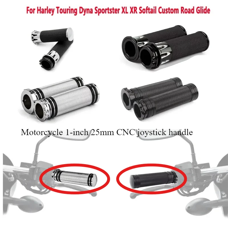2PCS Motorcycle For Harley Touring Dyna Sportster XL XR Softail Custom Road Glide 1"25mm CNC Handle Bar Hand Grips Black Chrome