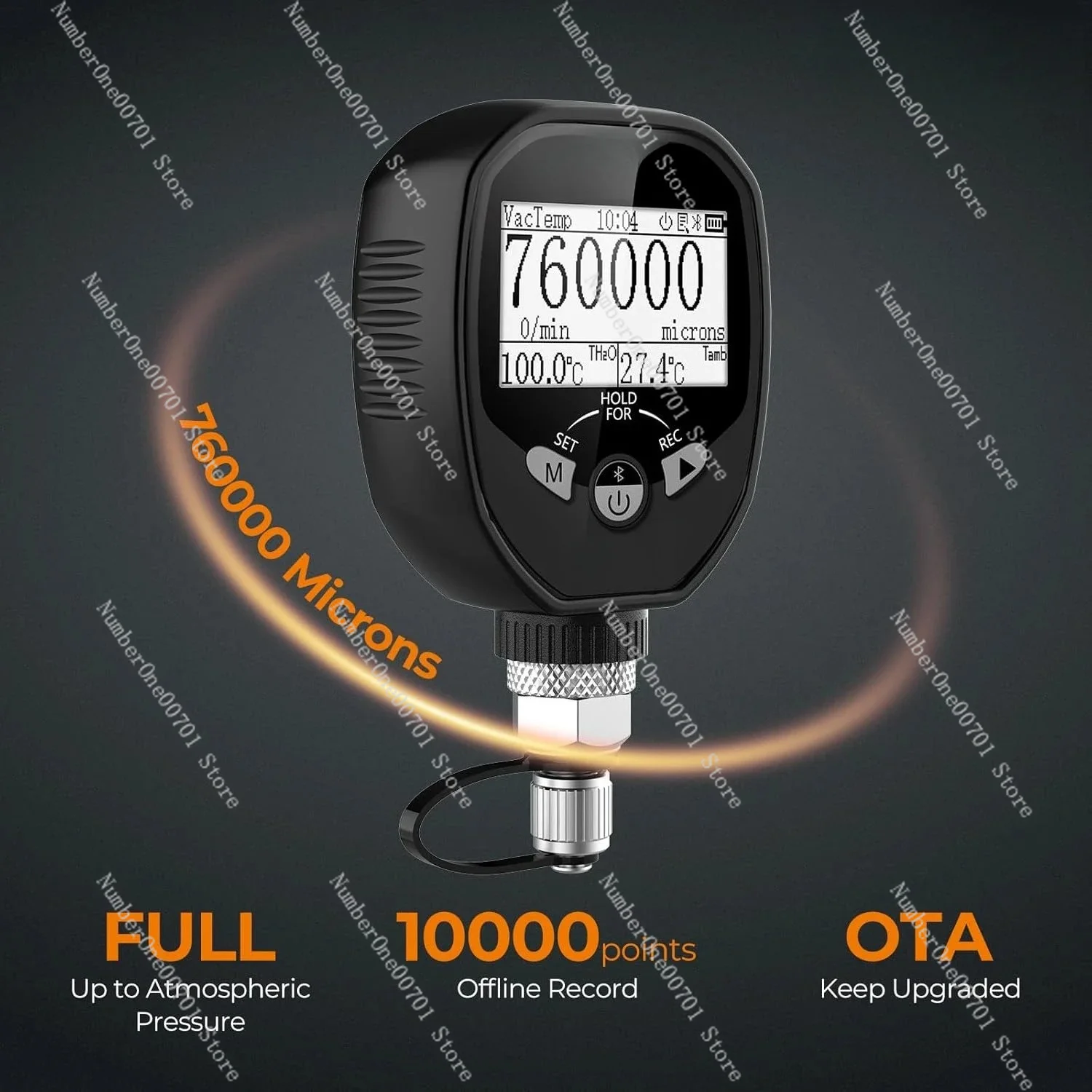 760 Wireless Digital Vacuum Gauge Micron  Refrigerant Pressure Tester Temperature Leakage for Test Plastic