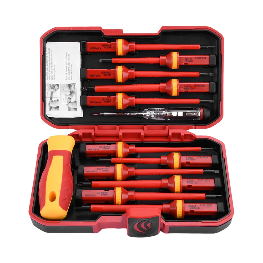 13PCS 1000V Changeable Insulated Screwdriver Set And Magnetic Slotted Bits Repair Tool Electrician Tools