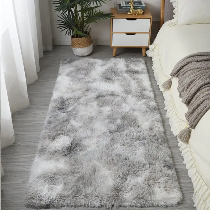 VIKAMA Plain Cream Shaggy Long Fur Plush Bed Runner Rug Velvety Warm Bedchamber Interior Accent Keepsake Soft Durable Cozy Gift