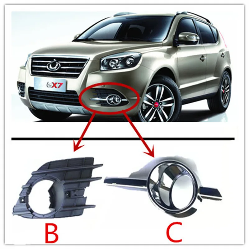 For Geely Emgrand GX7 EmgrarandX7 Geely EX7 SUV Car left and right front fog lamp frame Fog lamp cover front anti-fog lamp deco