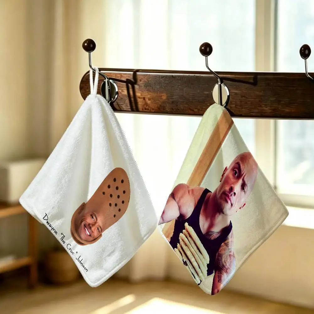 The Rock Face D-Dwayne Polyester Cotton Daily Towel Hanging Kitchen Hand Wiping Cloth Durable for Whole House Use