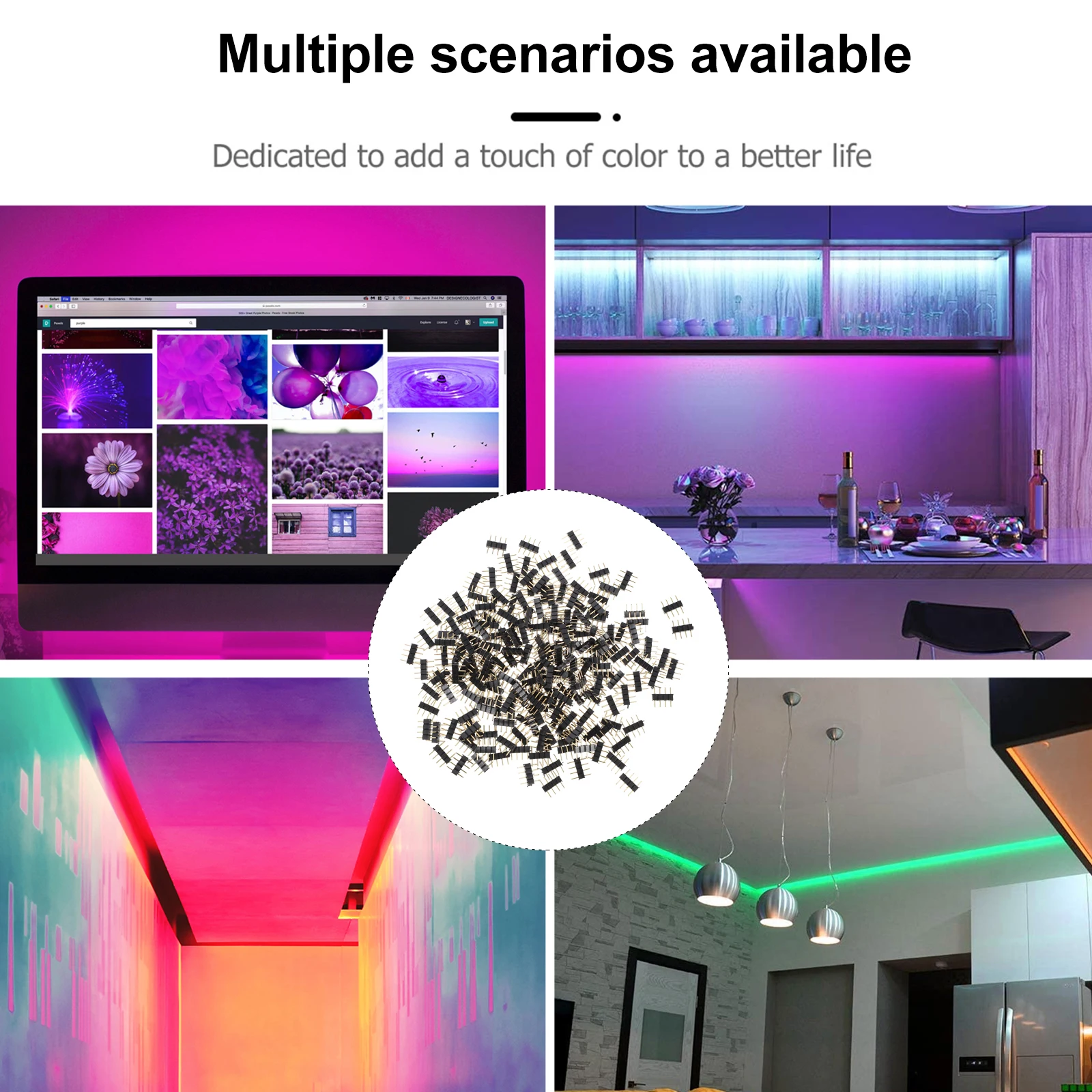 

200Pcs Round Pin Male Connectors Copper Pin Headers Easy Insert Extract Perfect for Lamp Strip Rgb Cable Strip Connector