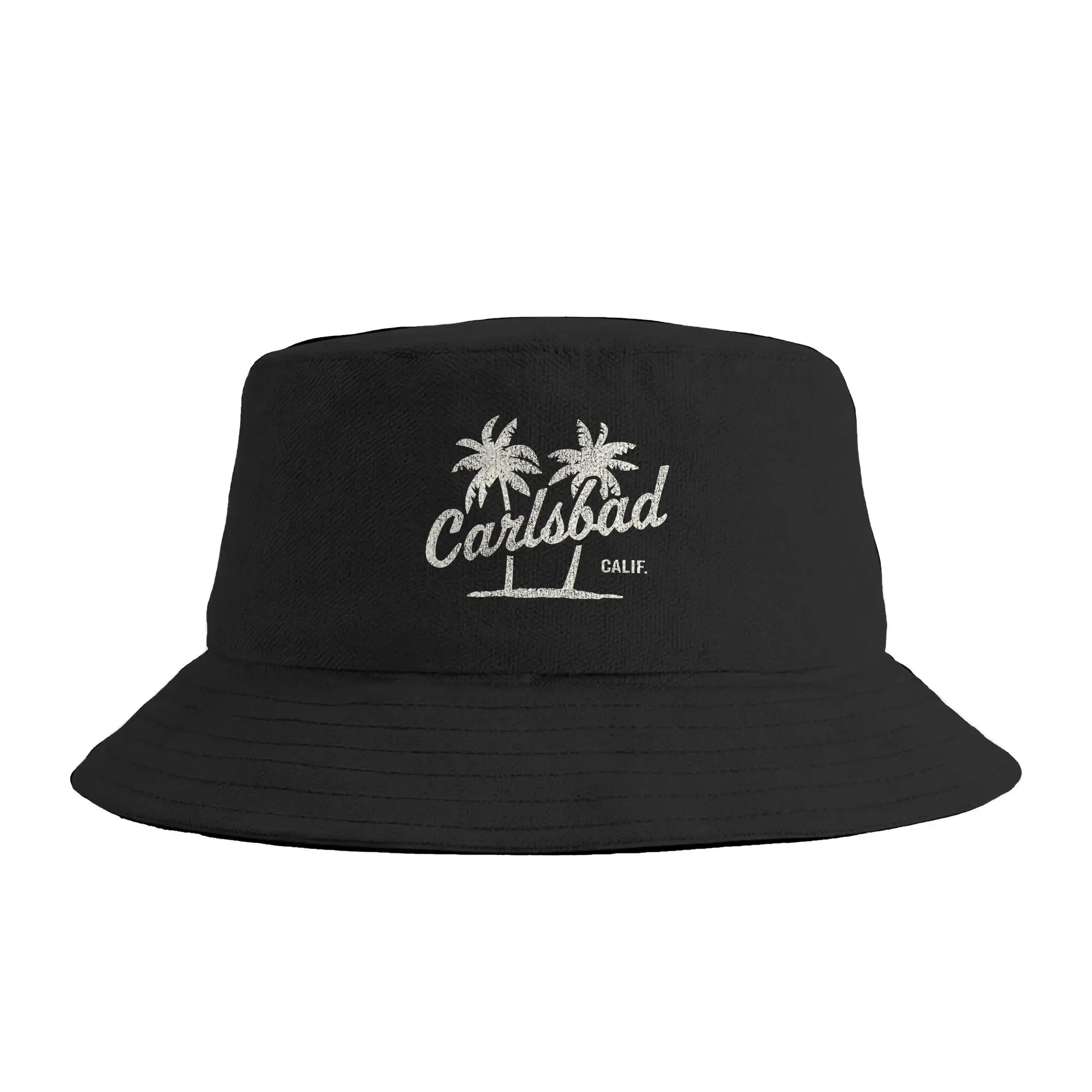 Carlsbad California Vintage 70s Palm Trees Graphic  Bucket Hat For Men Women  Fisherman Hats Fashion Fishing Caps Sun Hats