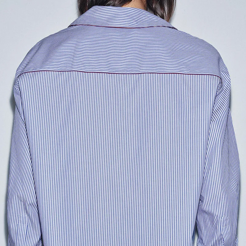 الأساسية Sle طويلة Sve الياقة irt مع اللون Blo تقليم جديد وصول المرأة Faion الخريف جمع 8-25 سنة #3