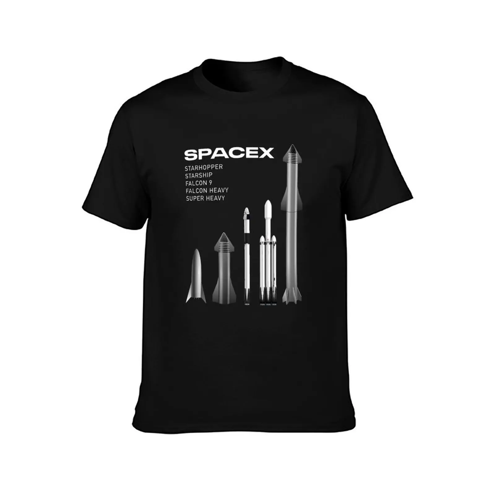 SpaceX Rockets - Starship, Super Heavy, Falcon 9, Falcon Heavy Line Up T-Shirt Relaxed Fit Casual Short Sleeve Top T-Shirt