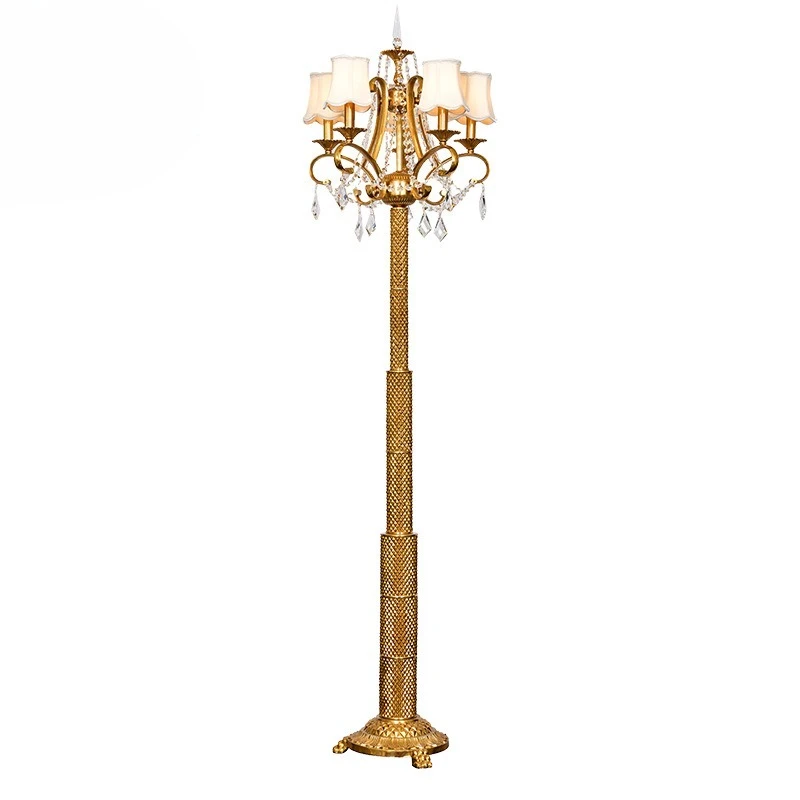 

French all-copper floor lamp, retro romantic fashion lamp, living room bedroom study floor lamp