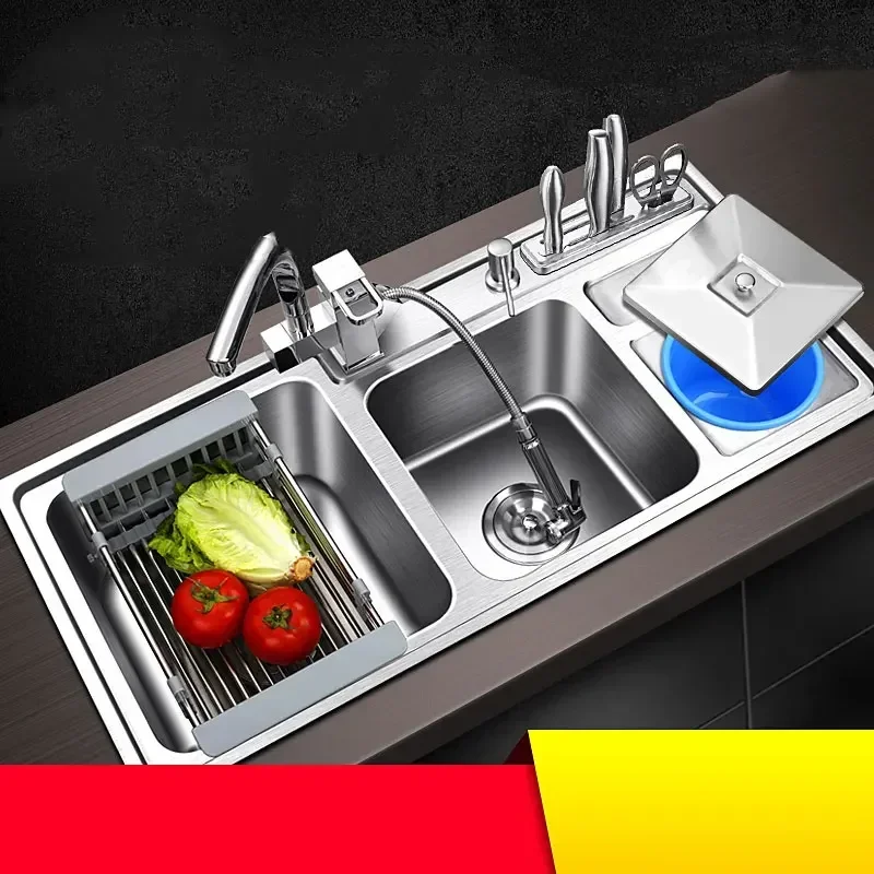 Fregadero de cocina de acero inoxidable TAO, doble cubeta sobre encimera o bajo encimera, lavabo para verduras, 1,2 mm de grosor