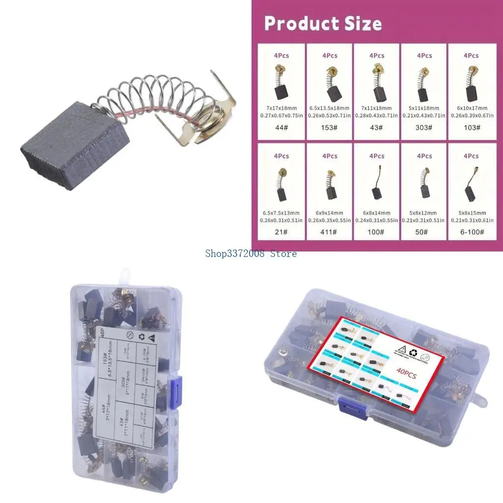 

40pcs Electric Motor Carbon Brushes Set for Power Tool Repair and Maintenance