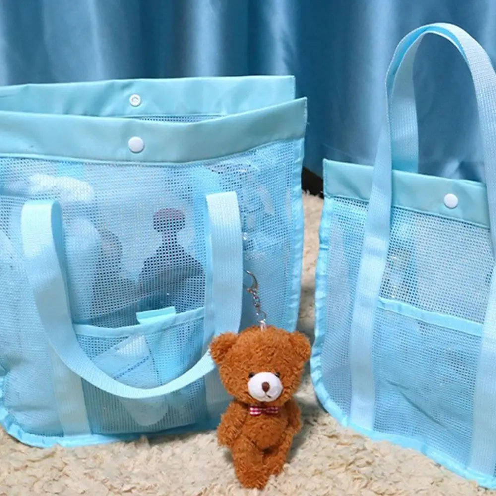 Bath Bag Large Capacity Mesh Beach Bag Visible Foldable Toiletry Storage Bag Portable Breathable Mesh Handbag Swimming