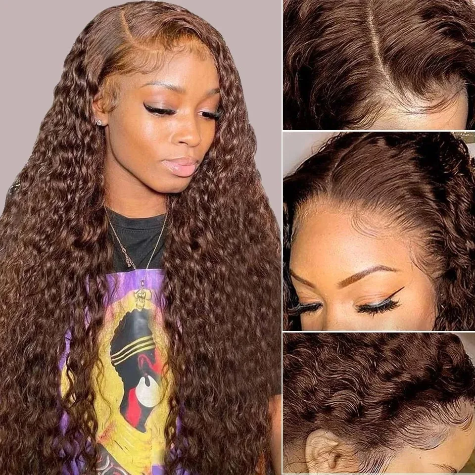 Brown Wig Loose Deep Wave Frontal Wig 13x4 HD Curly Wigs Synthetic Free Part Heat Resistant Daily Cosplay peluca On Clearance