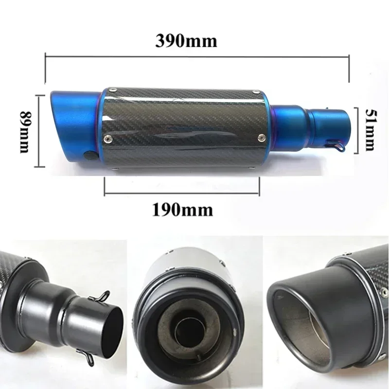 For Yamaha R3 R1 R6 Duke390 Hornet 600 Escape Moto FZ6 CBR400 51mm Carbon Fiber Motorcycle Exhaust Muffler Racing AK Exhaust