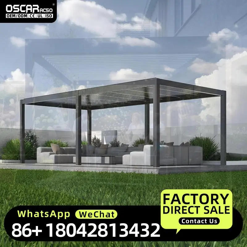 3x4 3x5 3x6 4x6 Waterproof Manual Outdoor Garden  with PowderCoated Frame Natural Design for Backyard Patio Balcony Pergola