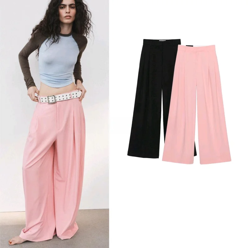 

Новые весенние женские повседневные брюки с широкими штанинами, плиссированные, удобные, свободного кроя, с высокой талией, для офиса и на каждый день