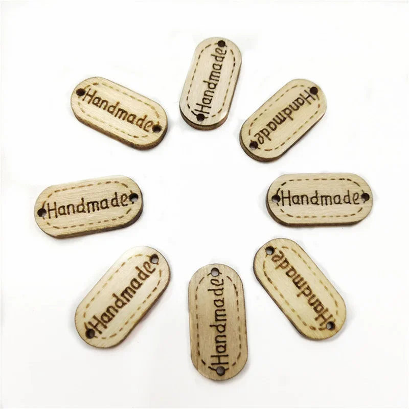 500PC 24MM Wooden Labels Card Handmade Tags Wooden Buttons Sewing Scrapbooking Clothing Crafts Gift Home Accessorie Decor
