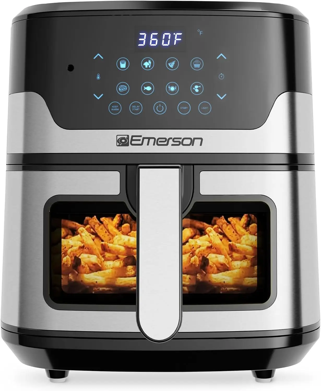 Emerson SmartVoice 5.3QT Air Fryer, 1000+ Voice Commands, 6-in-1 Digital Cooker, Compact Countertop Design, Oil-Free Healthy Coo